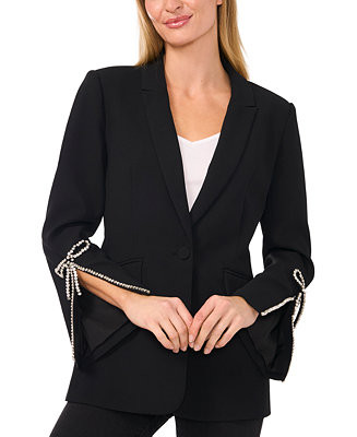 CeCe Women's Rhinestone Bow Sleeve One-Button Blazer  - Macy's | Macy's