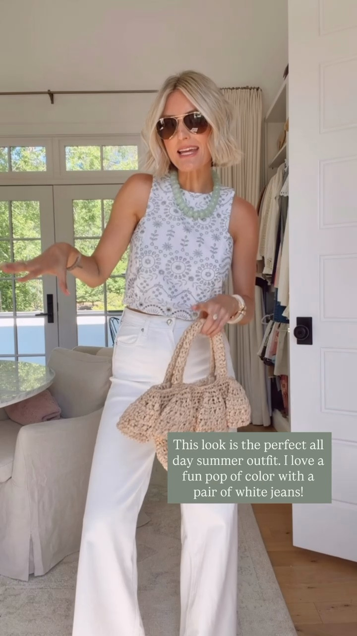 Love how this top pairs with these white jeans 👏🏼 such a cute look for spring! Wearing 0 in the top & 4 in the jeans. Loverly Grey, Loft, Target find, spring fashion, spring outfit ideas, white denim outfit, white jeans outfit 

#LTKSeasonal #LTKootd