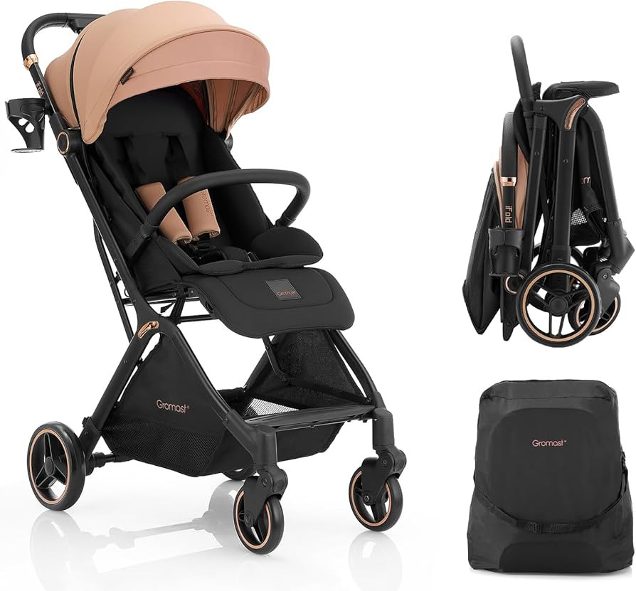 Gravity Folding Baby Stroller - Portable Travel Toddler Stroller w/Adjustable Backrest, Canopy & ... | Amazon (US)