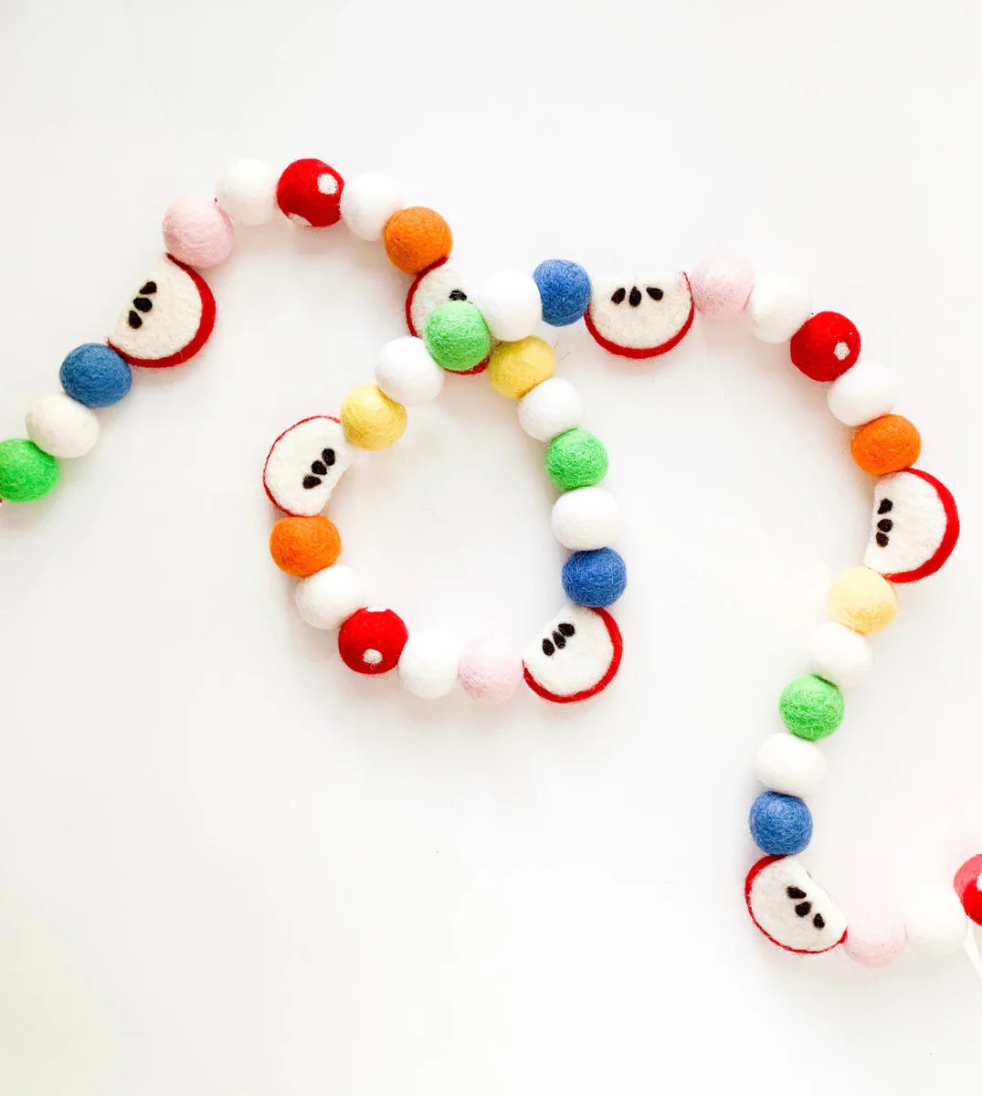 Pink School Time Apple Felt Ball Garland | Pearl & Jane