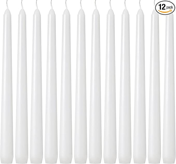 12 Pack White Taper Candles - Taper Candles 10 Inch Dripless, Smokeless & Unscented - 8 Hours Lon... | Amazon (US)