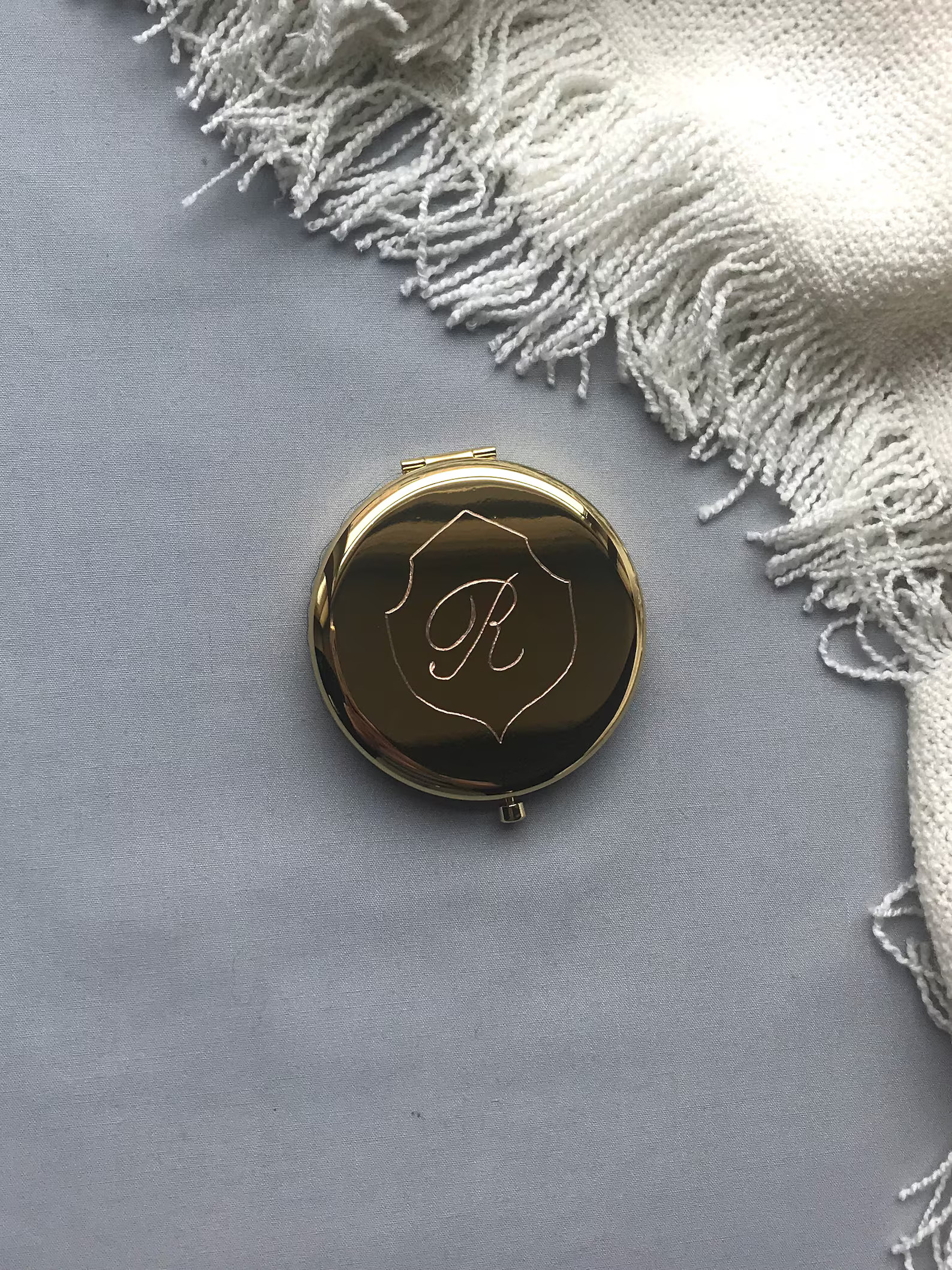 Initial Monogram Calligraphy Engraved Compact Mirror Gold Rose Gold B - Gift for Mom Best Friend ... | Etsy (US)