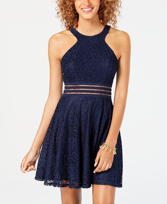 City Studios Juniors' Lace Fit & Flare Dress & Reviews - Dresses - Juniors - Macy's | Macys (US)