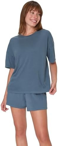 Hanes womens Originals 2 Piece Lounge Set, Comfywear Supersoft Boxy T-shirt & Sleep Shorts Lounge... | Amazon (US)