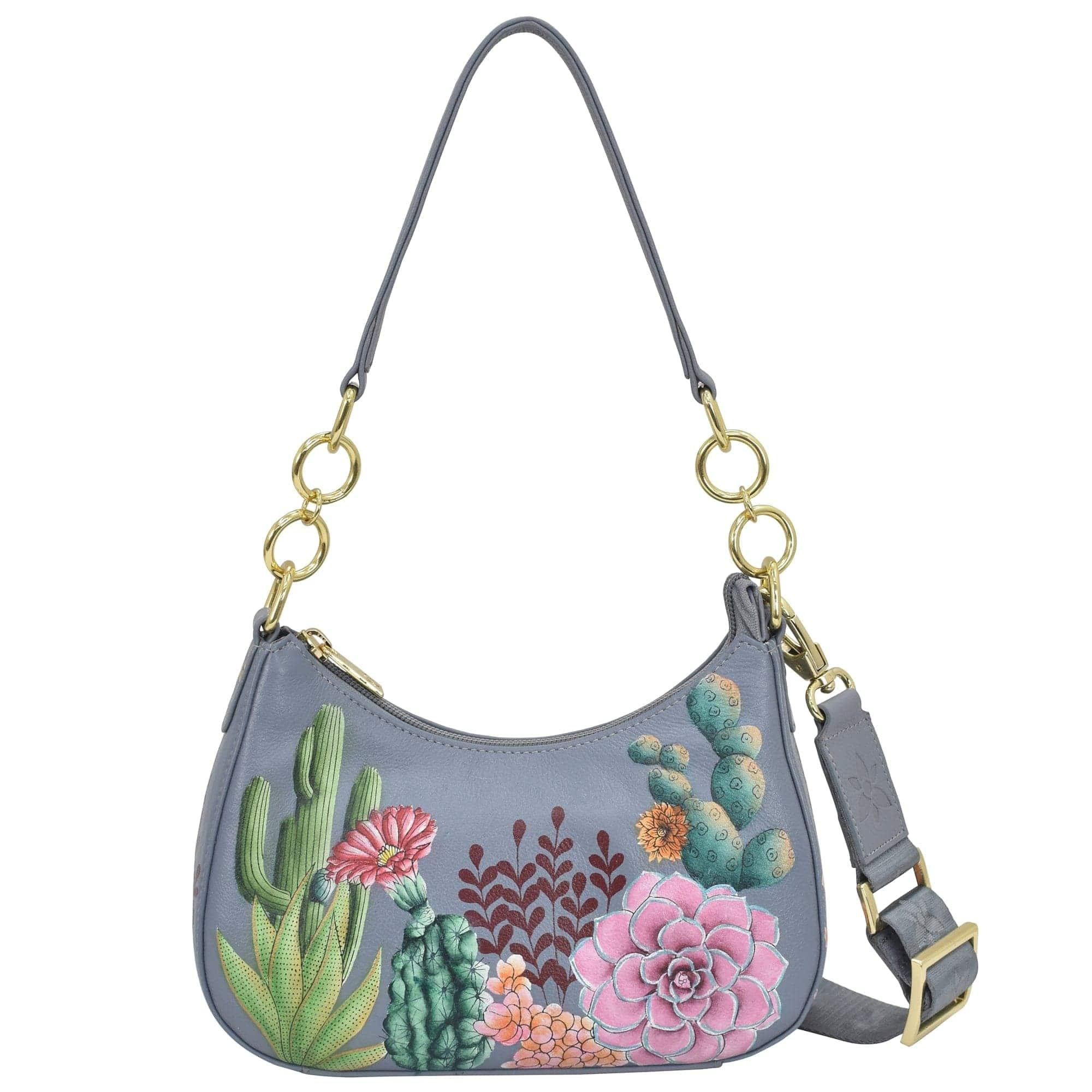 Buy Desert Garden Leather Hand Painted Small Convertible Hobo - 701 – Anuschka Leather | Anuschka 