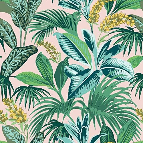 Tempaper Pink Botanical Havana Palm Removable Peel and Stick Wallpaper, 20.5 in X 16.5 ft, Made i... | Amazon (US)