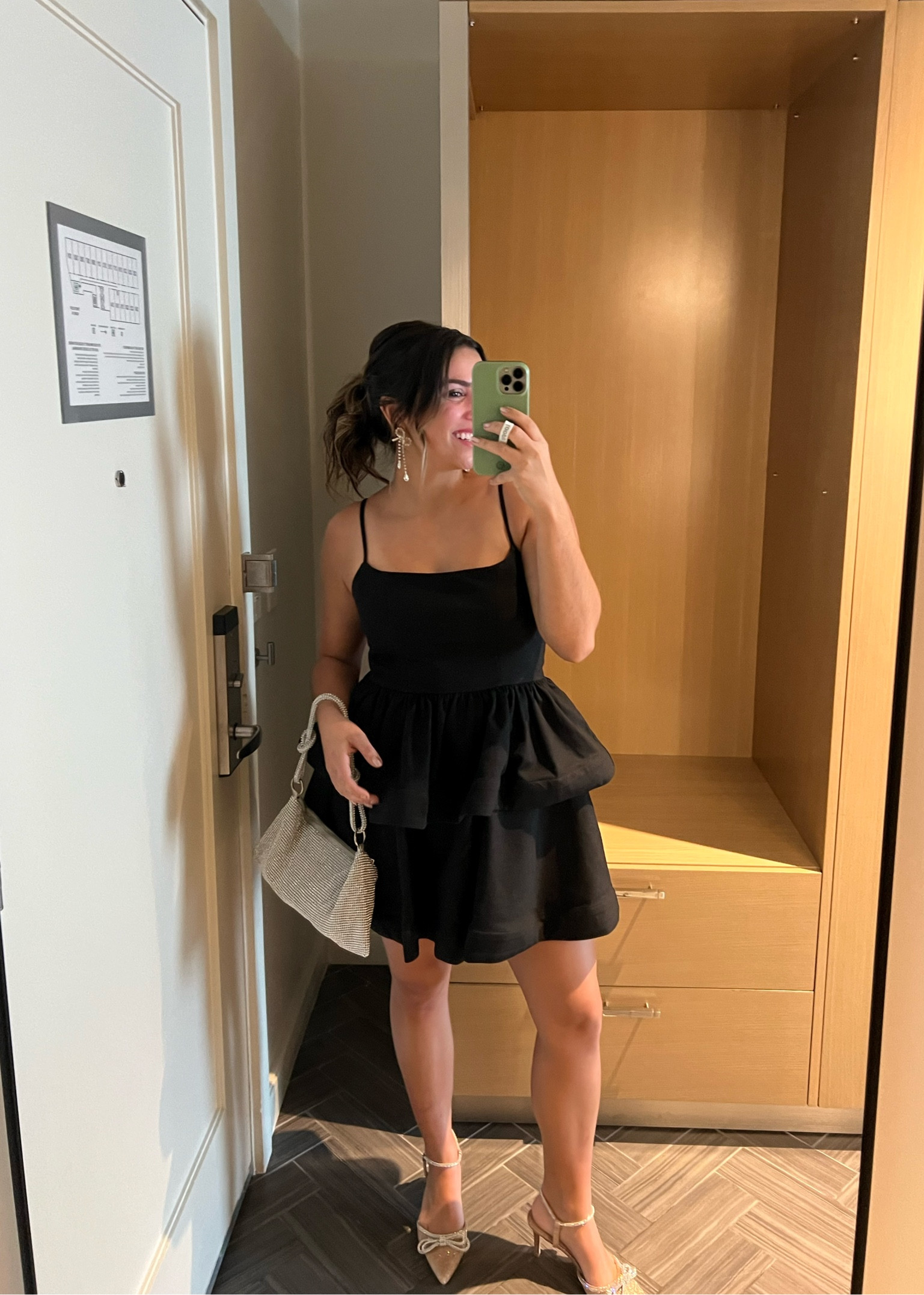 Black wedding guest dress from revolve! So fun, true to size (M). Bow heels, bow earrings, and sparkle shoulder bag are all from Amazon! 

#LTKwedding #LTKSeasonal #LTKunder50