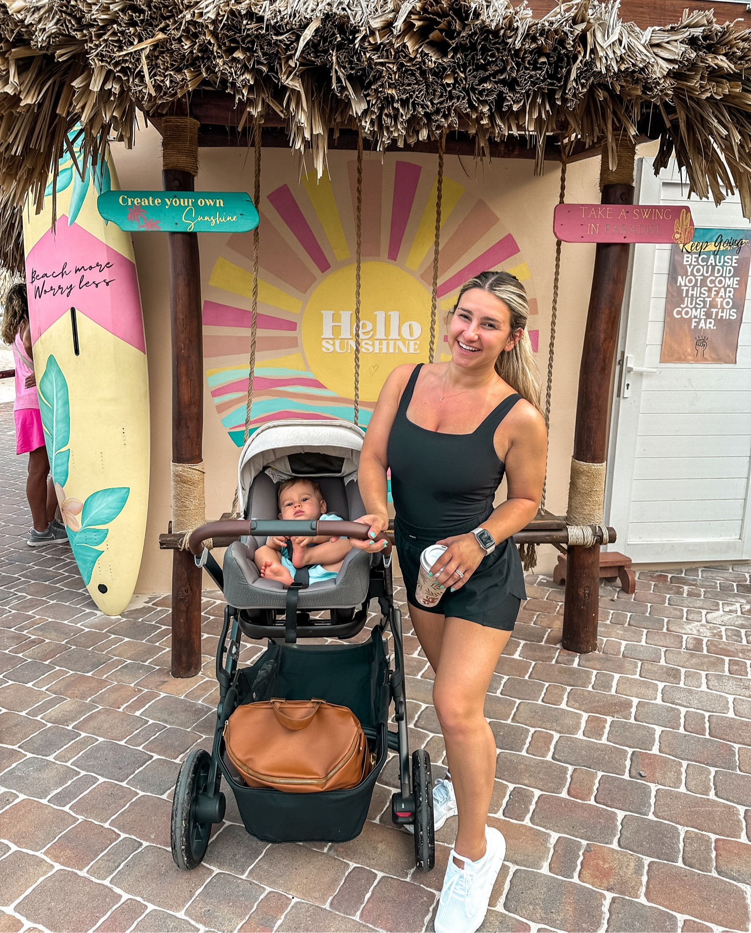 My favorite walk essentials 🙌🏼 This romper is incredible! It fits so good and is so flattering on. 

#LTKbaby #LTKfitness #LTKtravel