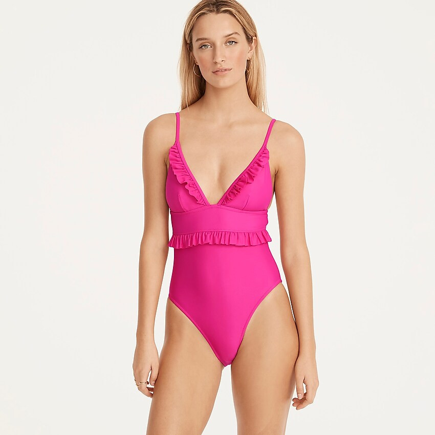 Ruffle plunge one-piece | J. Crew US