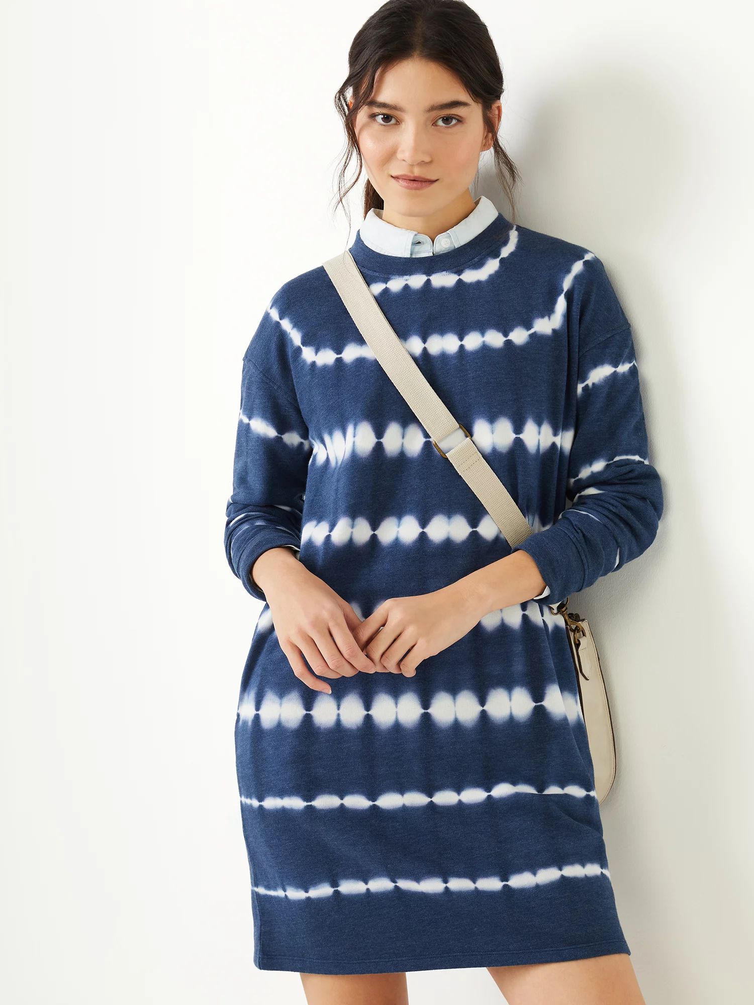 Time and Tru Women's Tie Dye Sweatshirt Dress | Walmart (US)