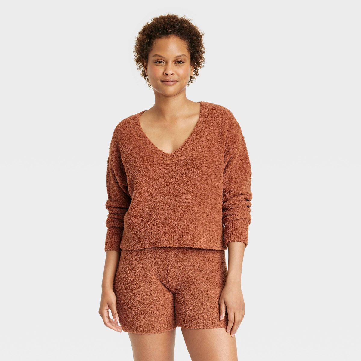 Women's Cozy Yarn Pullover Sweater - Stars Above™ Brown S | Target
