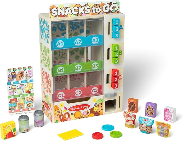 Melissa & Doug Sort-Stock-Select Wooden Vending Machine Toy with Play Food, Mini Vending Machine ... | Amazon (US)