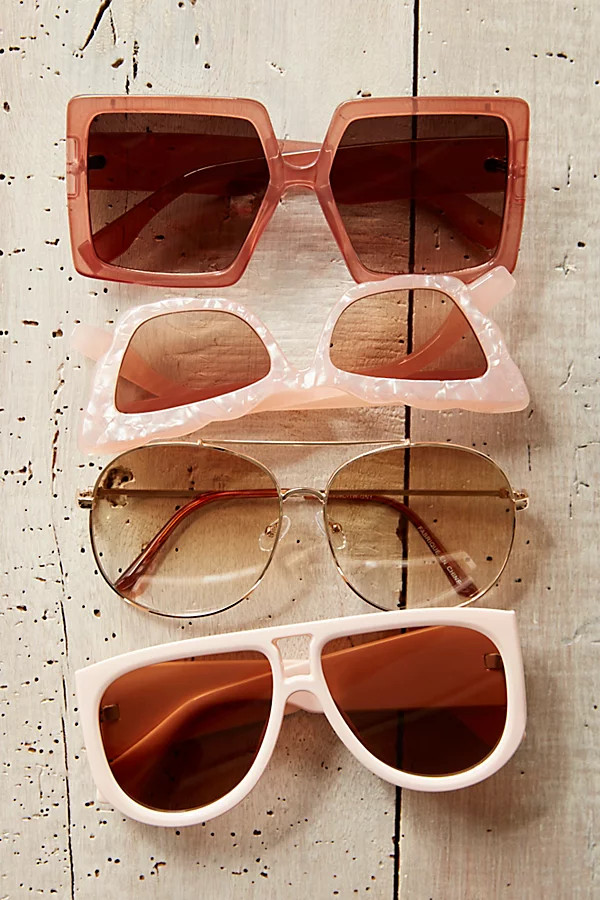 Line Of Sight Square Sunglasses by Free People, Taupe, One Size | Free People (Global - UK&FR Excluded)