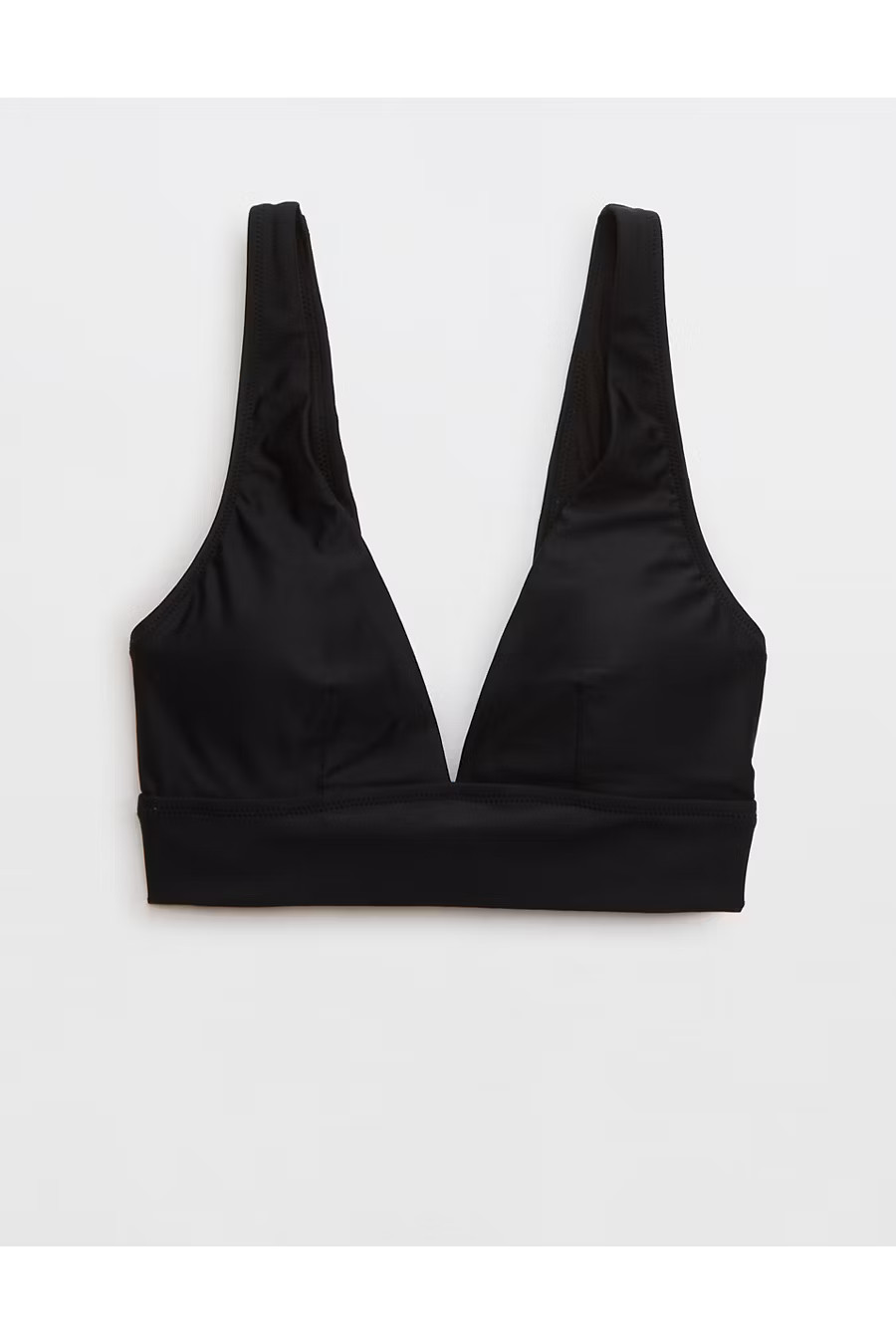 Aerie Plunge Longline Triangle Bikini Top Women's True Black S | American Eagle Outfitters (US & CA)