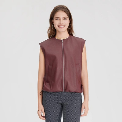 Women's Faux Leather Zip-Front Vest - A New Day™ | Target