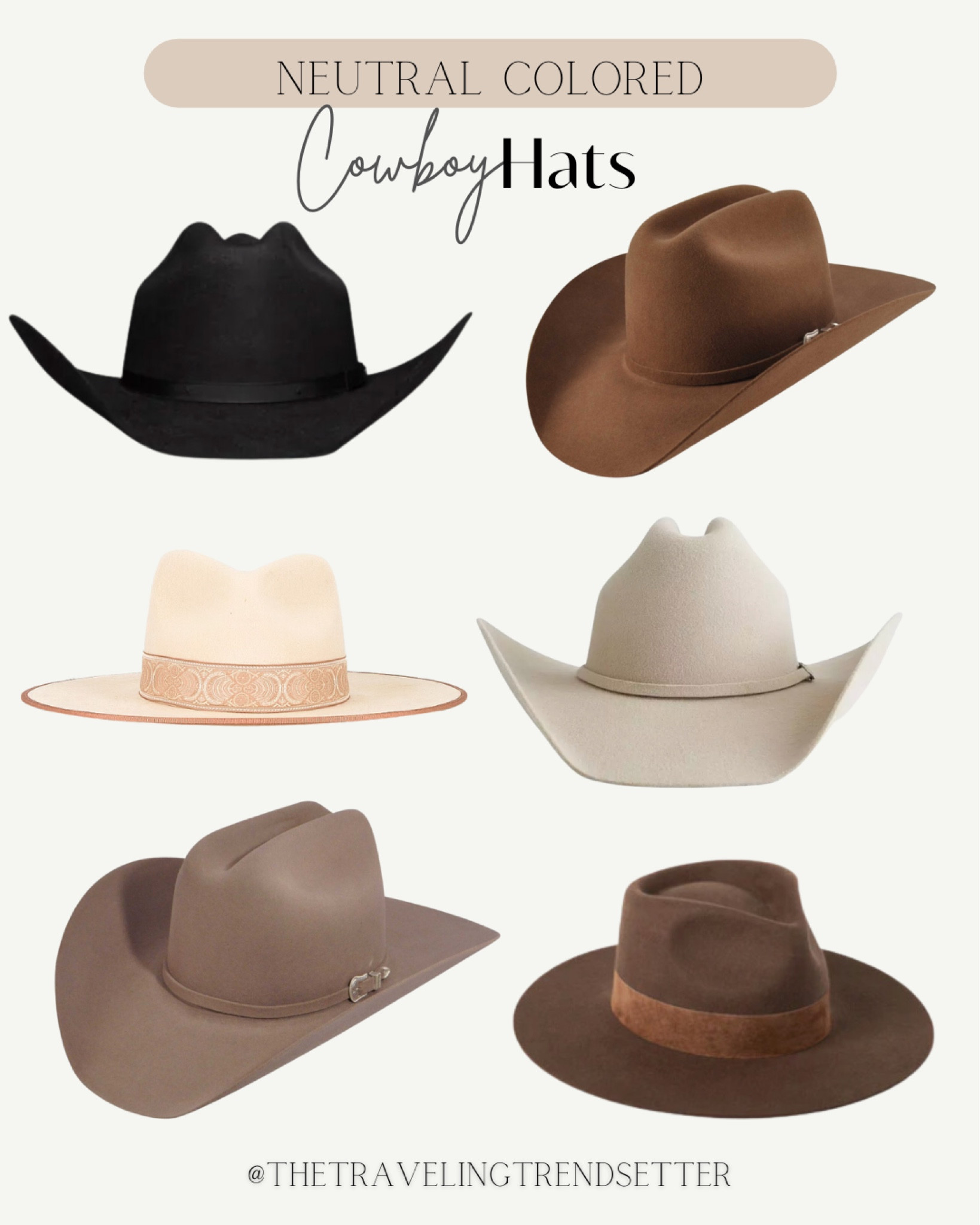 Neutral colored cowboy hats 

#LTKtravel #LTKwedding #LTKsalealert