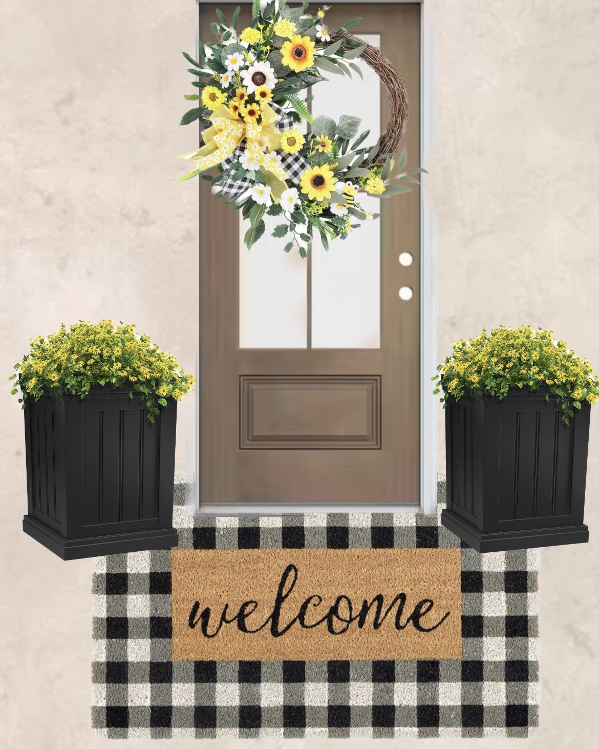 Front Door Fall Decor: wreath, outdoor mat, planters, flowers 

#LTKStyleTip #LTKHome