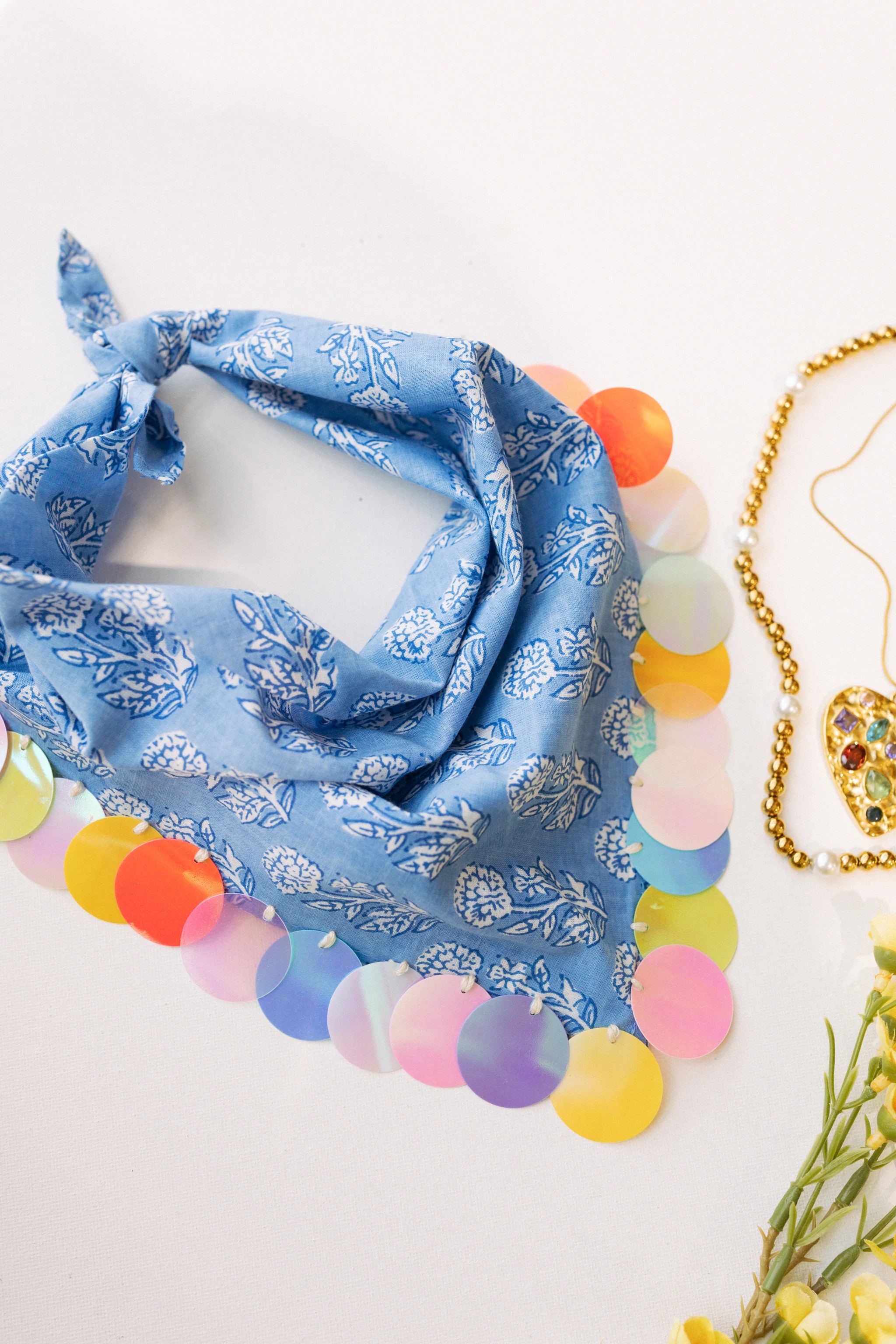 HANDMADE | sequin bandana scarf - blue | Shop.app