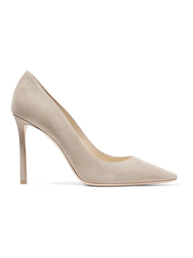 Jimmy Choo - Romy 100 Suede Pumps - Stone | NET-A-PORTER (US)