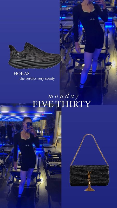 Spring athleisure 
HOKAS 
Onesie 
YSL Rattan bags 
Solidcore 

#LTKshoecrush #LTKfitness #LTKitbag