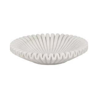 White Marble 12 in. Pleated Decorative Bowl | The Home Depot