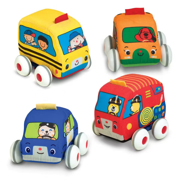 Melissa & Doug K's Kids Pull-Back Vehicle Set - Soft Baby Toy Set With 4 Cars and Trucks and Carr... | Target