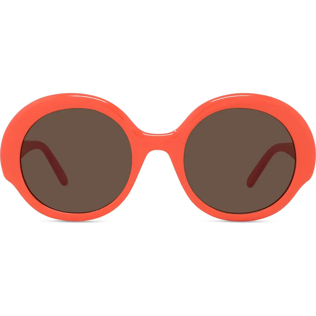 Loewe Thin 52mm Round Sunglasses in Shiny Orange /Brown at Nordstrom | Nordstrom