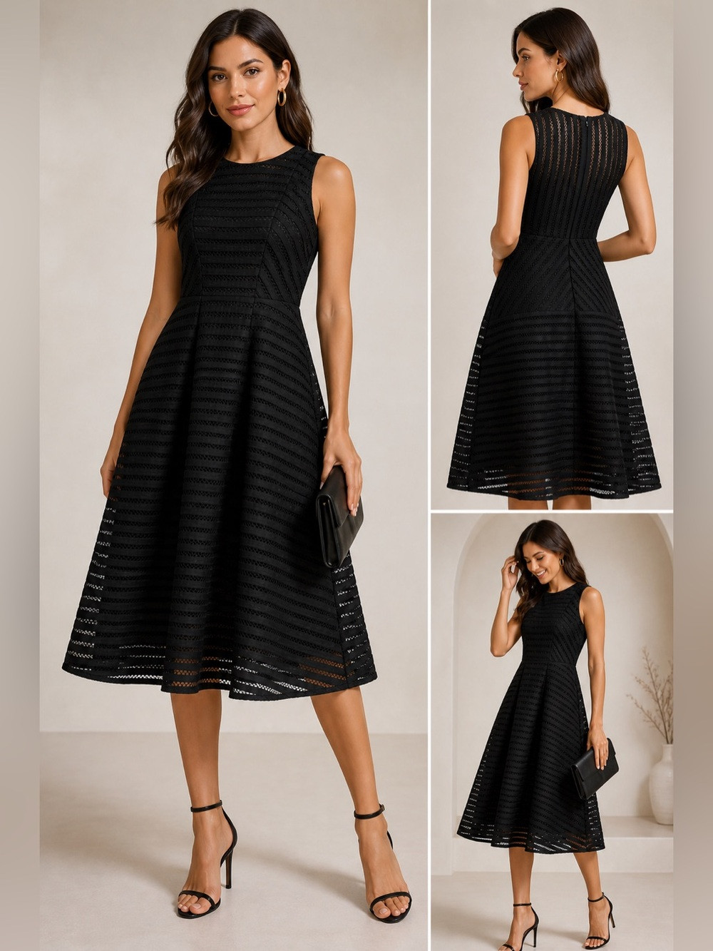 Belle Badgley Mischka Black Sleeveless Fit & Flare Midi Dress Size 0 | Poshmark