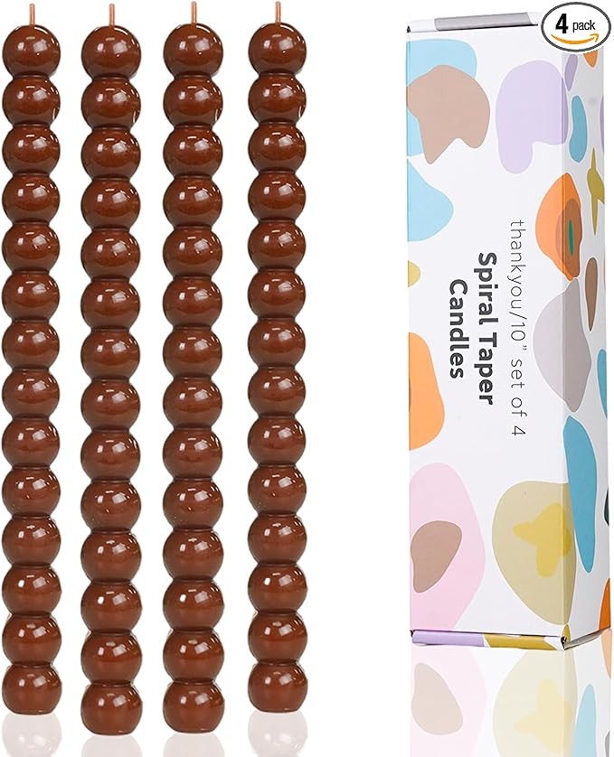 Brown Spiral Taper Candles Twisted Candle Conical Stick Candles for Holiday Wedding Party Wax Uns... | Amazon (US)