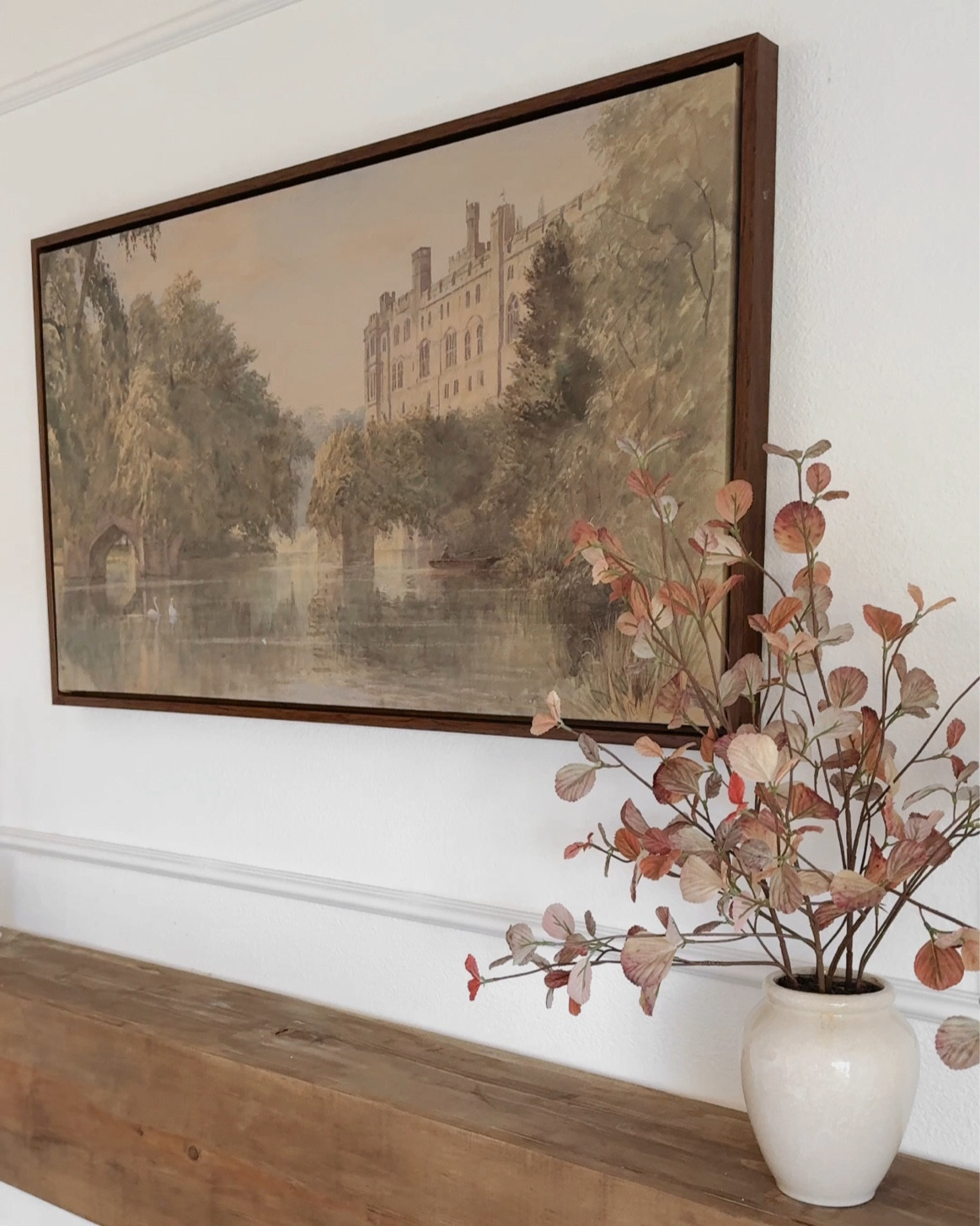 Moody artwork on a budget 🍂
This one is from Hobby Lobby - search "Vintage Castle Canvas Wall Decor"  but I linked similar for you here 🤎