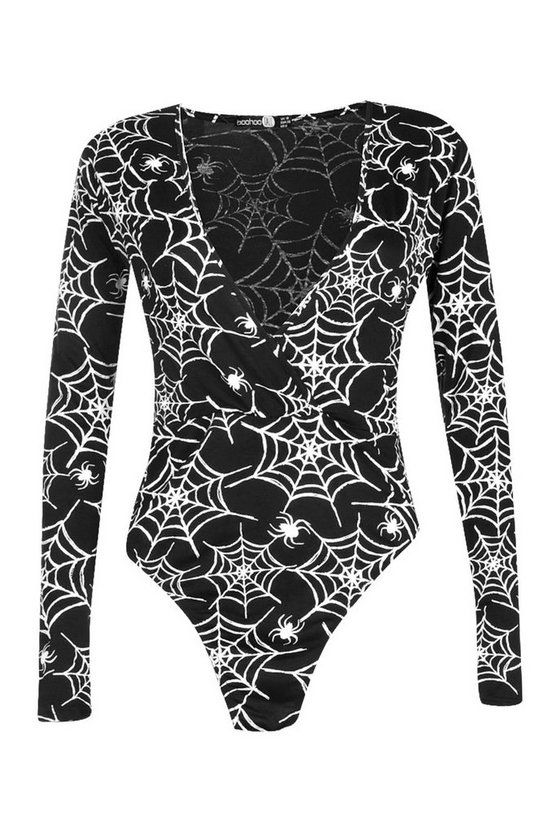 Tall Lilya Halloween Spiders Web Bodysuit | Boohoo.com (US & CA)