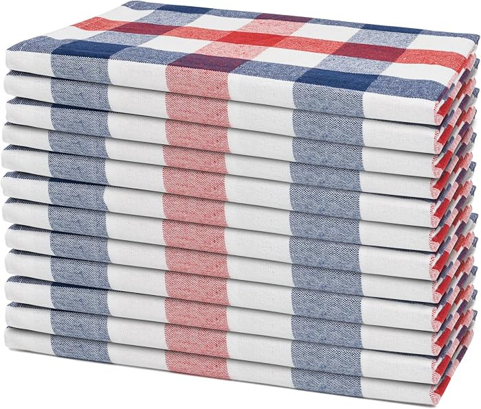 Red White and Blue Cloth Napkins - Reusable Patriotic Cloth Napkins - 100% Cotton 4th of July Nap... | Amazon (US)