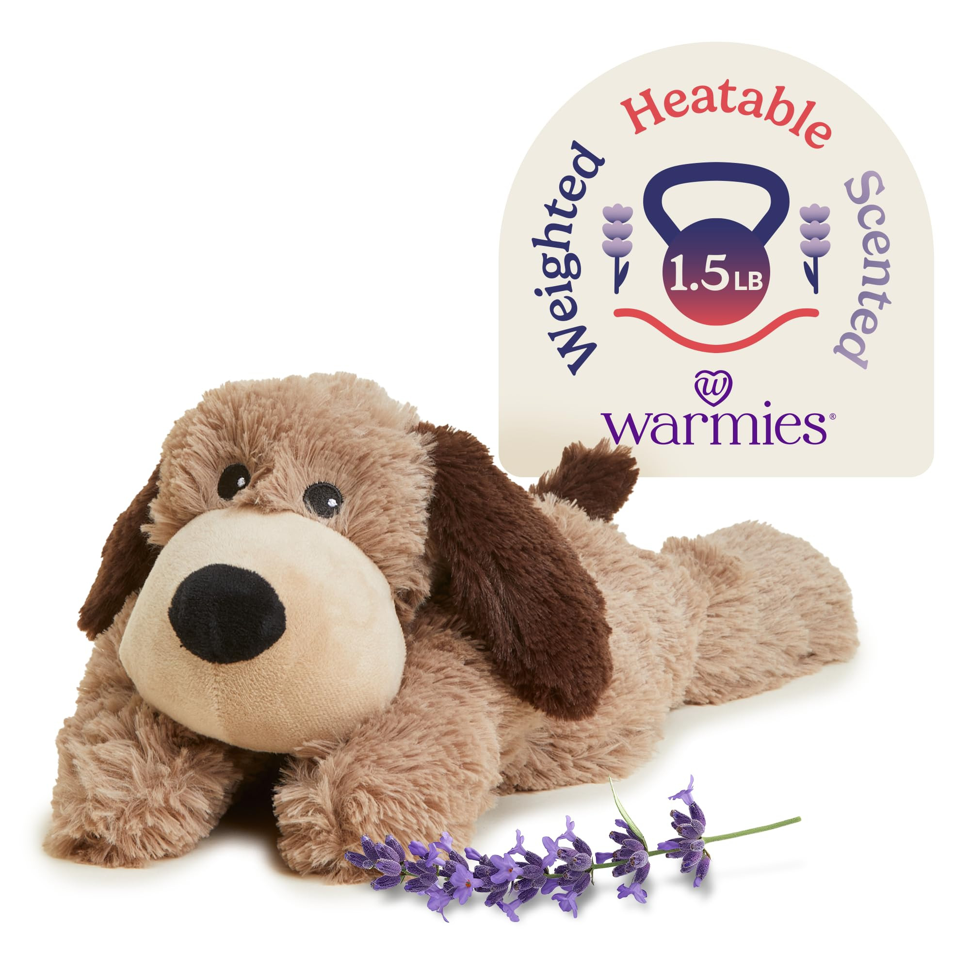 warmies Microwavable & Weighted Stuffed Animals, Brown Dog - Heated Stuffed Animal Plushie for Wa... | Amazon (US)