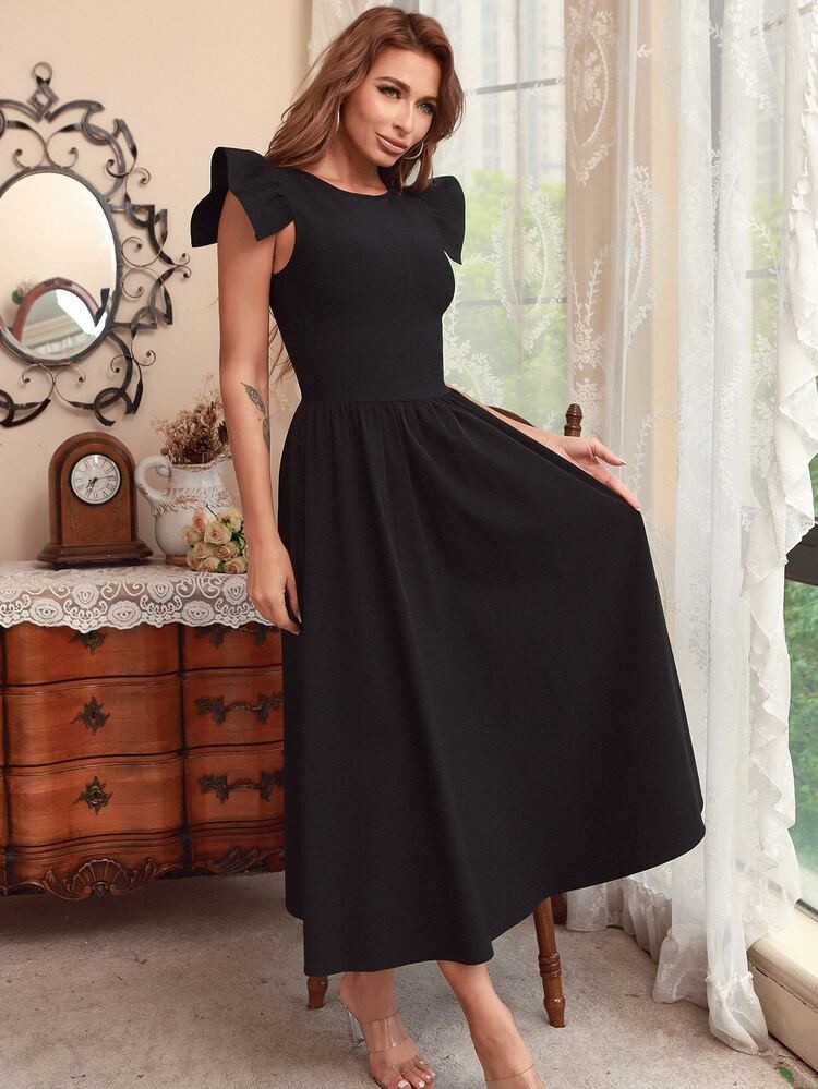 A-Line Bandage Dress With Ruffled Sleeve Holes | SHEIN