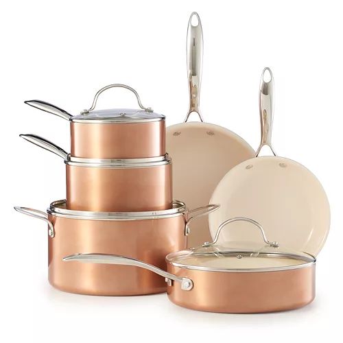 Food Network™ 10-pc. Nonstick Ceramic Copper Cookware Set | Kohl's