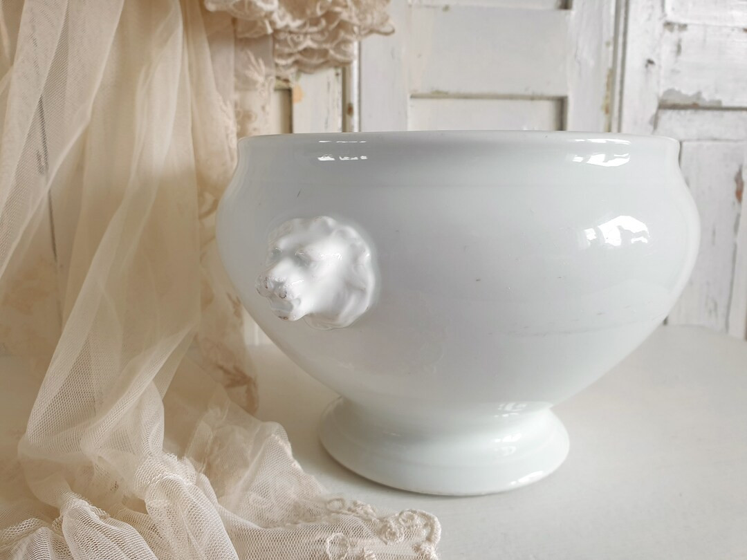 Old Bowl, Antique Soup Tureen, Lion Head Tureen, Soup Tureen, Ironstone, Shabby Soup Bowl, White,... | Etsy (US)