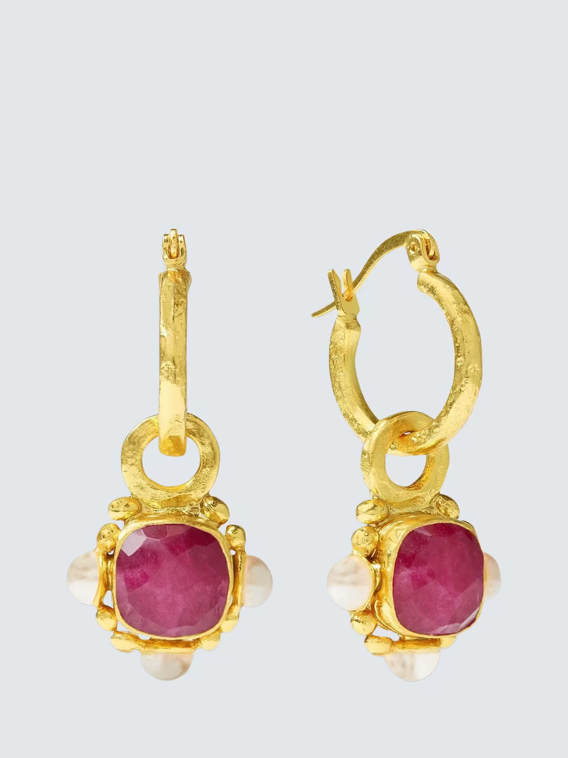 Ottoman Hands Esther Ruby and Pearl Drop Earrings, Gold | John Lewis (UK)