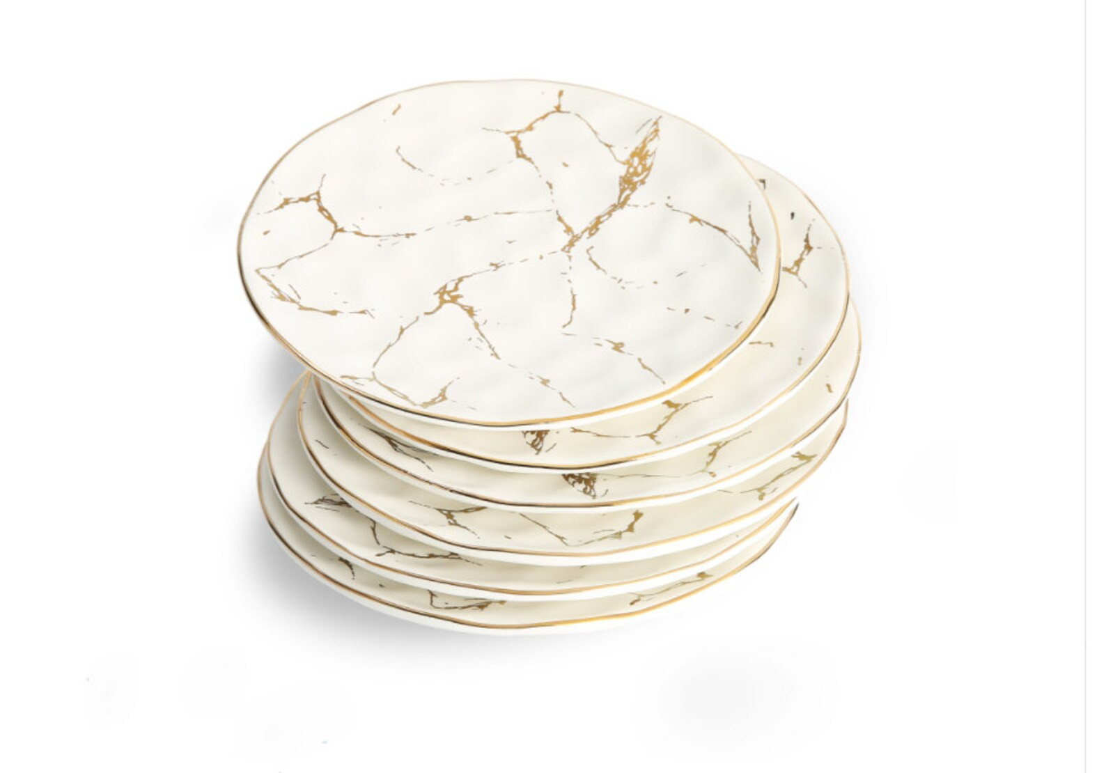 White Marble Metallic Dinner Plates EACH - Etsy Canada | Etsy (CAD)