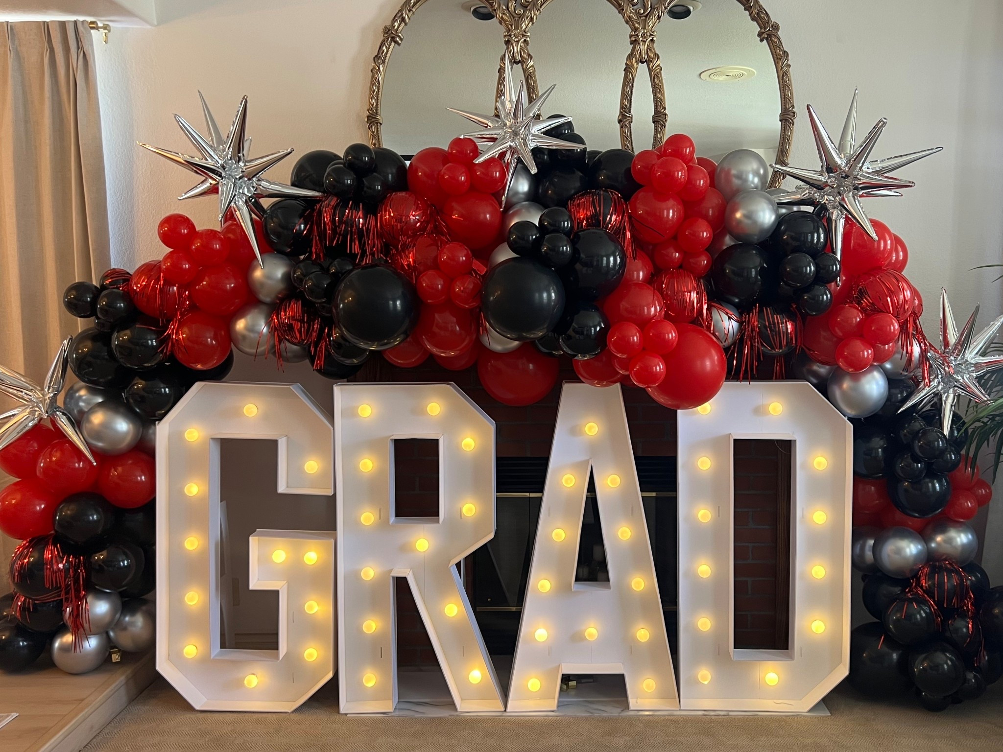 Grad Marquee letters black, red and silver balloon garland. 

#LTKSeasonal #LTKFamily #LTKParties