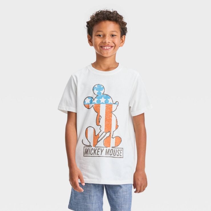 Boys' Mickey Mouse Americana Graphic T-Shirt - Off White | Target