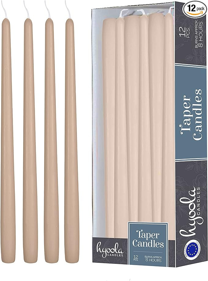 12 Pack Tall Taper Candles - 10 Inch Sahara Beige Dripless, Unscented Dinner Candle - Paraffin Wa... | Amazon (US)