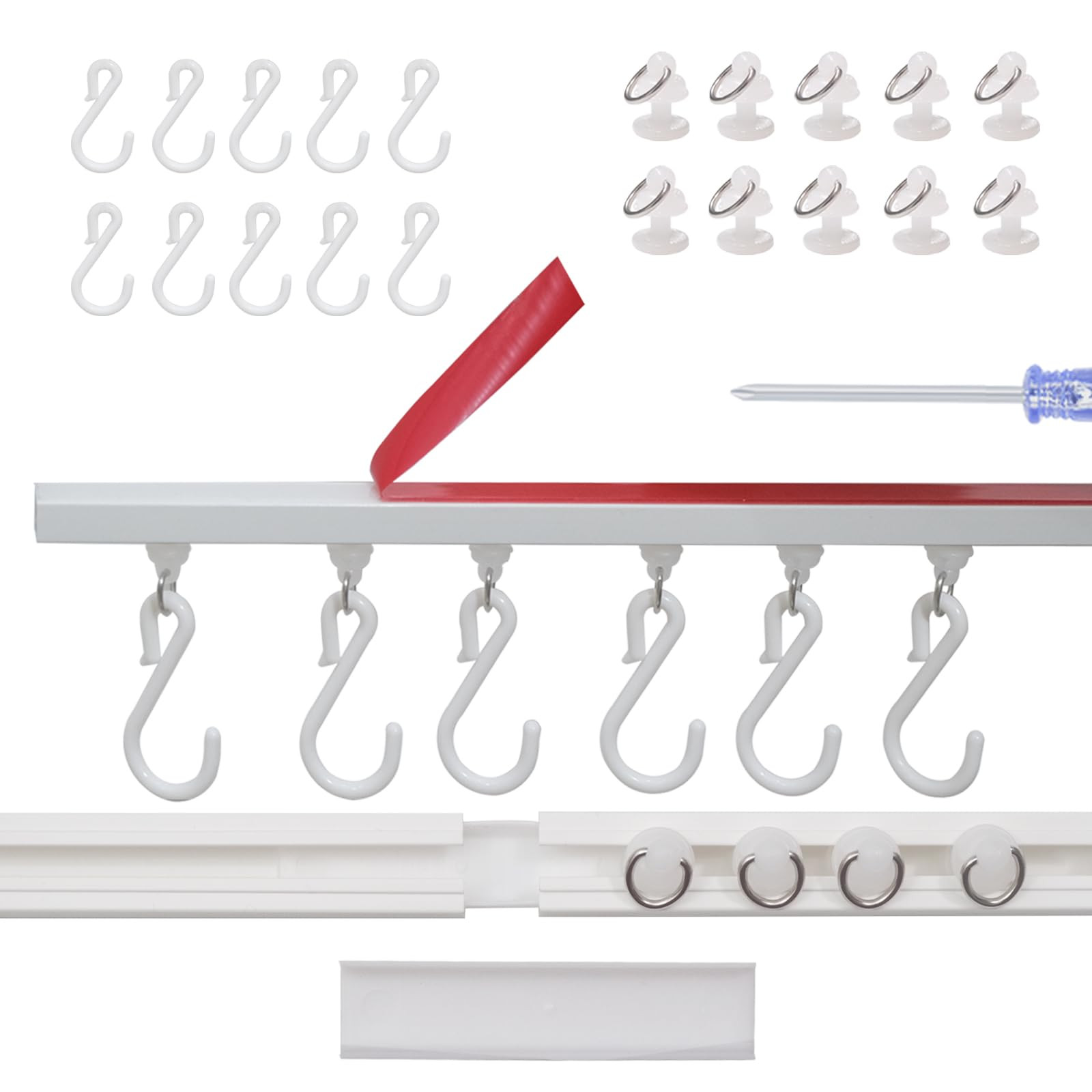 Self-Adhesive Ceiling Curtain Track - Easy To Install, No-Damage Hangers (150CM) | Amazon (UK)