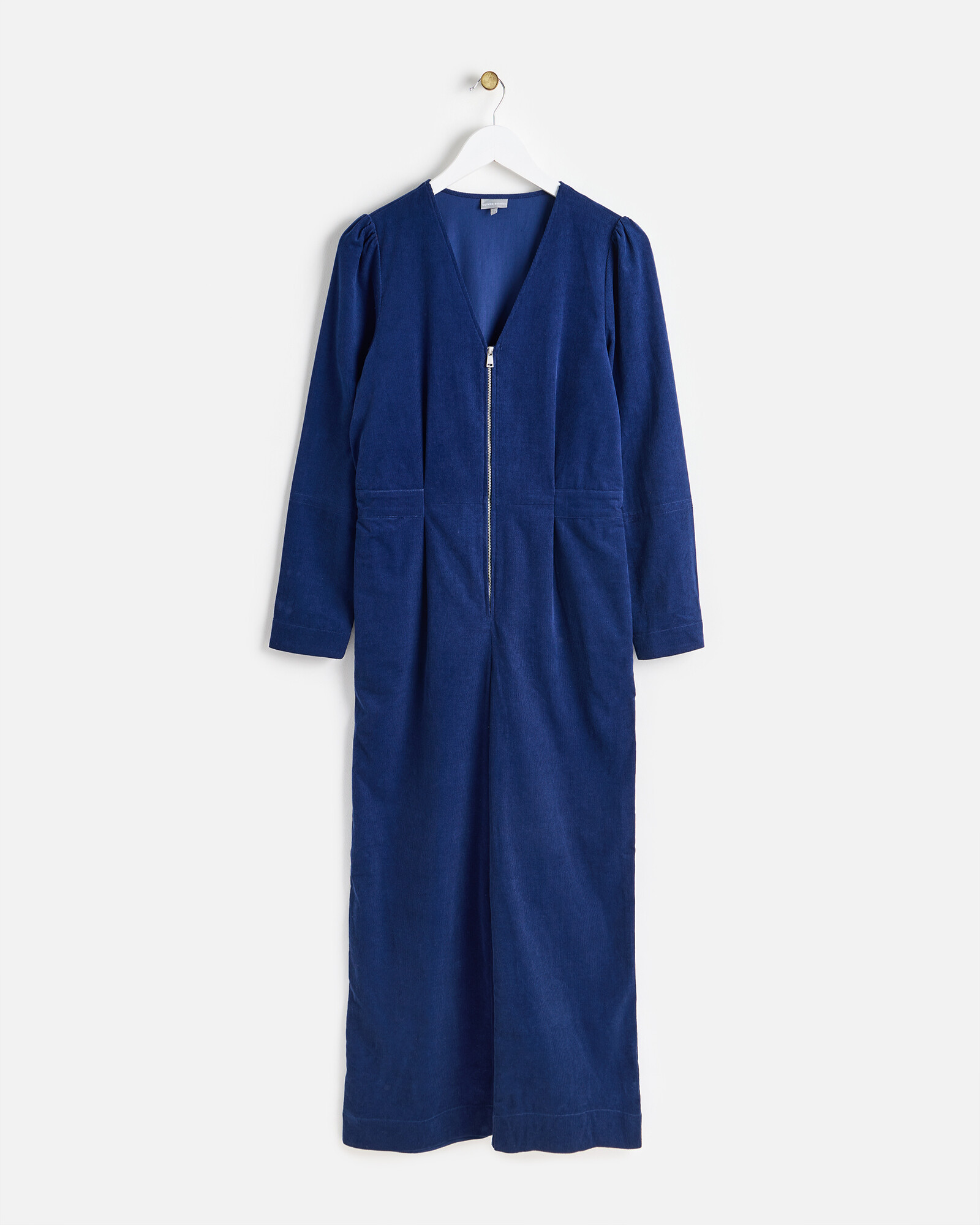Navy Blue Corduroy Zip Through Jumpsuit, size 18 | Oliver Bonas (Global)
