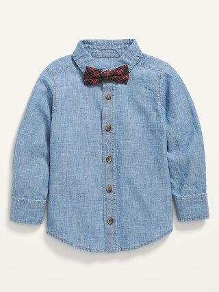 Chambray Dress Shirt &#x26; Plaid Bow-Tie Set for Baby | Old Navy (US)