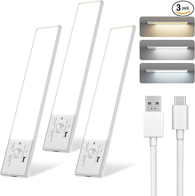FBY Under Cabinet Lighting,1800mAh USB Rechargeable Closet Light, 8-Inch LED Motion Sensor Indoor... | Amazon (US)