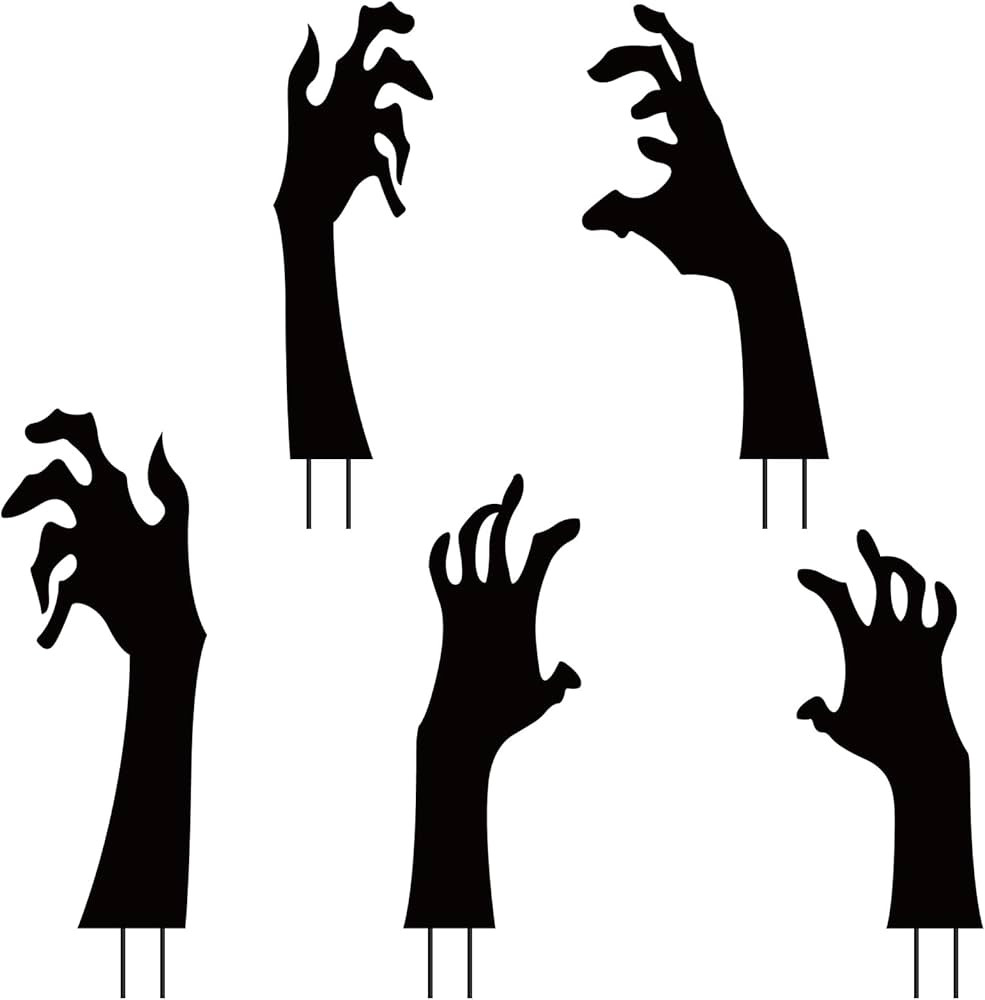 5 PCS Halloween Black Hands Yard Signs, Scary Hand Silhouette Lawn Sign with Stakes, Halloween Ha... | Amazon (US)