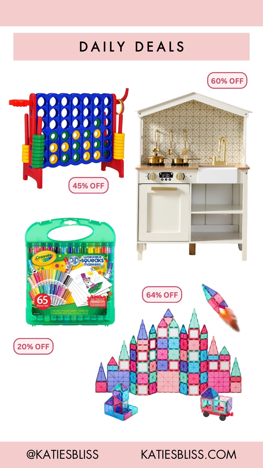 Daily deals ✨

Walmart. Kids. Toys. Building. Game. Connect four. Coloring. CRAYOLA. Kitchen. Play house. 



#LTKKids #LTKHome