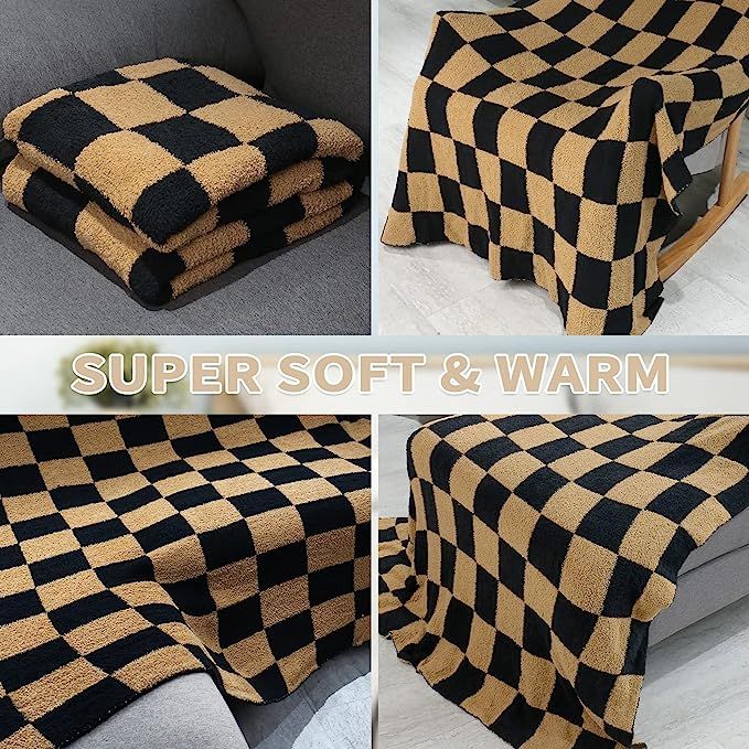 QQP Checkered Throw Blanket,Soft Cozy Microfiber Reversible Checkerboard Fluffy Throw Blanket,50X... | Amazon (US)