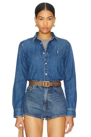 Denim Long Sleeve Button Shirt | Revolve Clothing (Global)