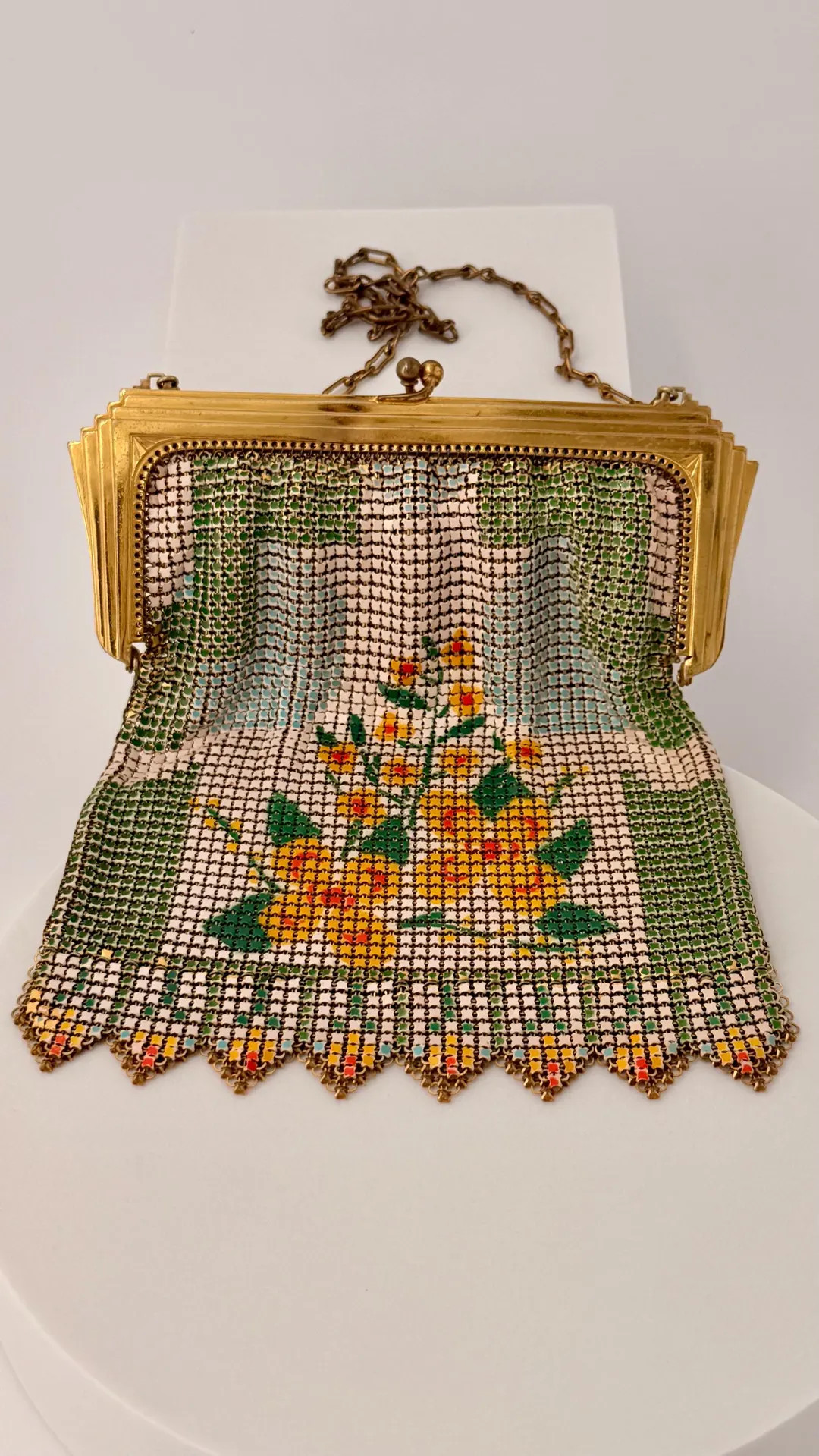 Floral Enameled Mesh Flapper Purse, Whiting and Davis | Etsy (US)